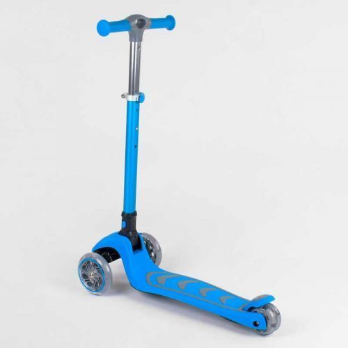 Самокат триколісний 38603 (4) Best Scooter, БЛАКИТНИЙ, складне алюмінієве кермо, 4 колеса PU зі світлом, d = 12 см 269328 фото