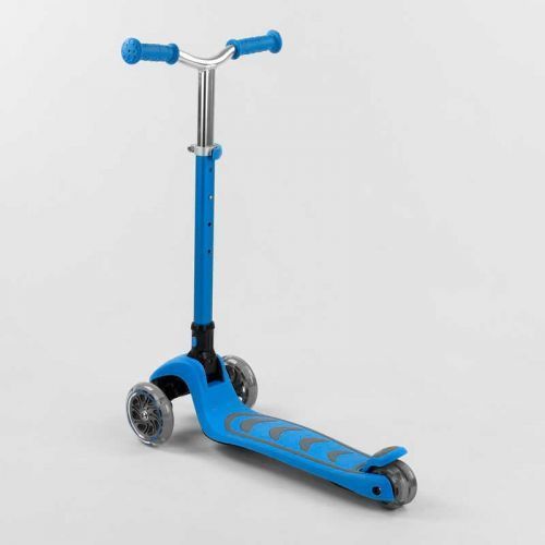 Самокат триколісний Y-00180 (4) Best Scooter, БЛАКИТНИЙ, складне алюмінієве кермо, 4 колеса PU зі світлом, d = 12 см 269357 фото