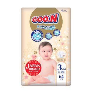 Підгузки Goo.N Premium Soft для дітей (розмір 3(M), 5-9 кг, 64 шт) 249208 фото