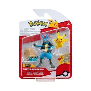 Набір ігрових фігурок Pokemon - Оманайт, Пікачу, Лукаріо аніме 223458 фото
