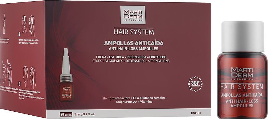 Мартідерм Ампули від випадання волосся Martiderm Hair System Anti Hair-loss Ampoules, 28 шт по 3 мл 8437015942087 фото