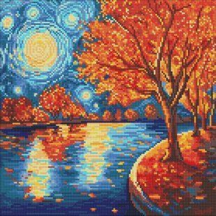 Алмазна мозаїка - "Осіння ніч" &copy;art_selena_ua, 40х40см 284143 фото