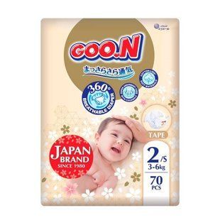 Підгузки Goo.N Premium Soft для дітей (розмір 2(S), 3-6 кг, 70 шт) 249228 фото