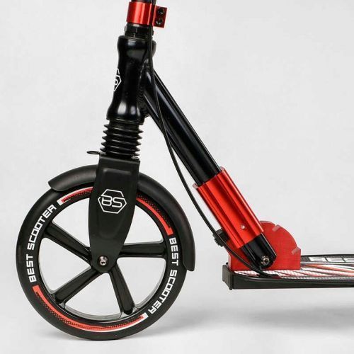 Самокат алюмінієвий "Best Scooter" (колеса PU, ФАРА, затискач керма, d передніх коліс - 230мм, d задніх коліс 200мм, 1 амортизатор передній) 266918 фото