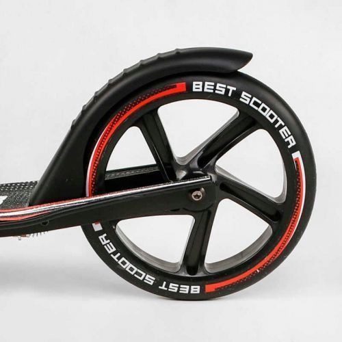 Самокат алюмінієвий "Best Scooter" (колеса PU, ФАРА, затискач керма, d передніх коліс - 230мм, d задніх коліс 200мм, 1 амортизатор передній) 266918 фото