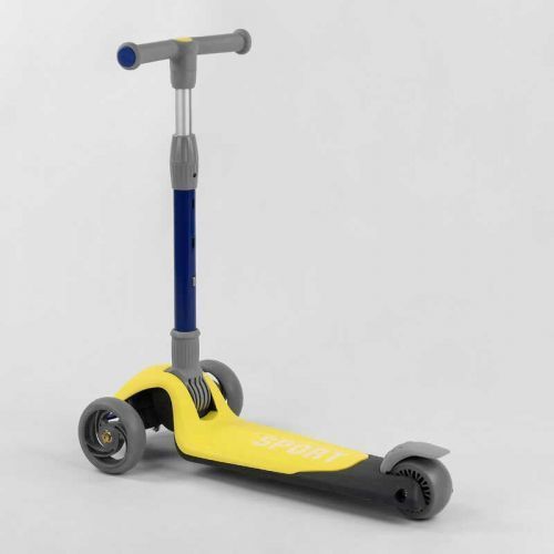 Самокат триколісний F-55295 (6) Best Scooter, ЖОВТИЙ, складене алюмінієве кермо, 3 колеса PU зі світлом, d = 120*35 мм 269332 фото