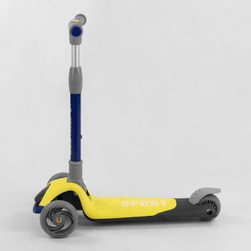 Самокат триколісний F-55295 (6) Best Scooter, ЖОВТИЙ, складене алюмінієве кермо, 3 колеса PU зі світлом, d = 120*35 мм 269332 фото