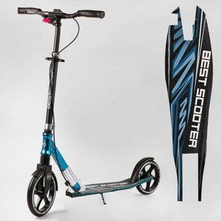 Самокат алюмінієвий "Best Scooter" (колеса PU, ФАРА, затискач керма, d передніх коліс - 230 мм, d задніх коліс 200мм, 1 амортизатор передній) 266921 фото