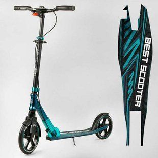 Самокат алюмінієвий "Best Scooter" (колеса PU, ФАРА, затискач керма, d передніх коліс - 230мм, d задніх коліс 200мм, 1 амортизатор передній) 266922 фото