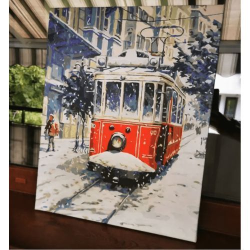 Картина по номерах "Старий червоний трамвай" 40х50 см 251149 фото