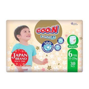 Трусики-підгузки Goo.N Premium Soft для дітей (розмір 6(2XL), 15-25 кг, 30 шт) 249485 фото