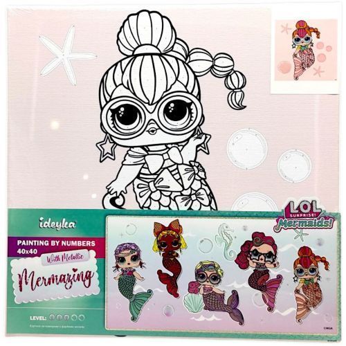 Картина за номерами з фарбами металік "L.O.L. Surprise! Mermaids. Neon QT" 40х40 см 259698 фото