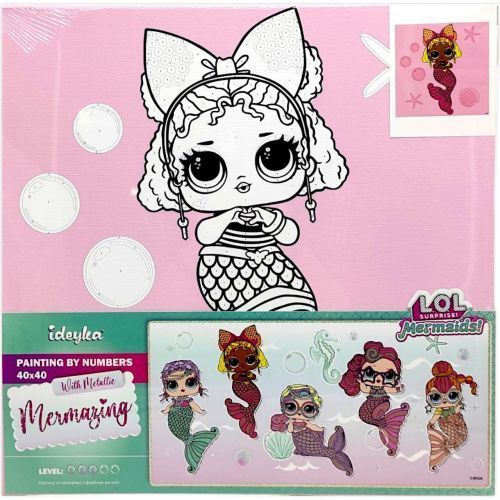 Картина за номерами з фарбами металік "L.O.L. Surprise! Mermaids. Queen Bee" 40х40 см 259699 фото