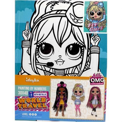 Картина за номерами з фарбами металік "L.O.L. Surprise! O.M.G. World Travel. Fly Gurl" 30х40 см 259705 фото