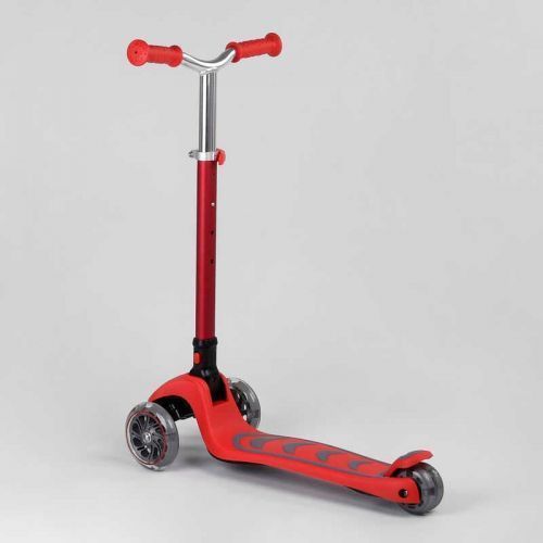 Самокат триколісний Y-00325 (4) Best Scooter, ЧЕРВОНИЙ, складне алюмінієве кермо, 4 колеса PU зі світлом, d = 12 см 269237 фото