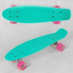 Скейт Пенні борд "Best Board", бірюзовий, дошка = 55см, колеса PU зі світлом, діаметр 6 см 268399 фото
