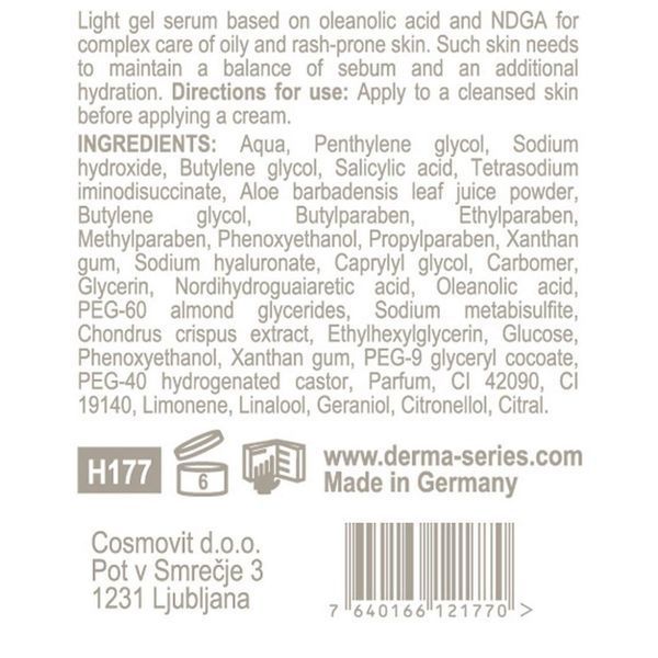 Сироватка контролююча жирність шкіри TOTAL OIL-CONTROL SERUM DERMA SERIES 30 мл H177 фото
