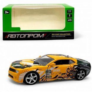 Машинка металева серії Автопром "Chevrolet Camaro" (жовтий з візерункаими) 260229 фото