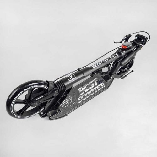 Самокат двоколісний "Best Scooter" (ФАРА, переднє колесо PU 230 мм, заднє колесо 200 мм, 2 амортизатори, дискове гальмо, затискач керма) 266755 фото